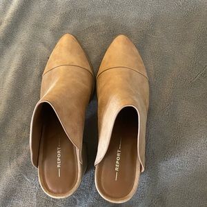 Beige slip ons